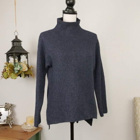 BENEDETTA B. Wool/Cashmere Blend Mock Neck Blue Sweater - Picture 9 of 14